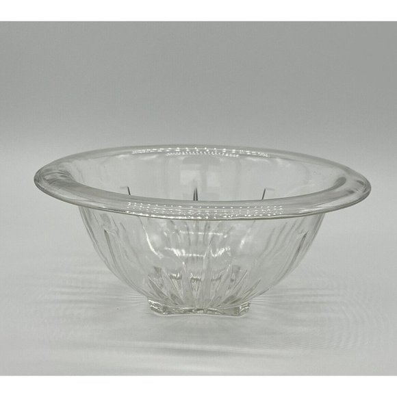 Vintage Hazel Atlas Aurora Clear Ribbed Glass Bowl Square Base Rolled Rim 8 1/2” - Picture 2 of 5